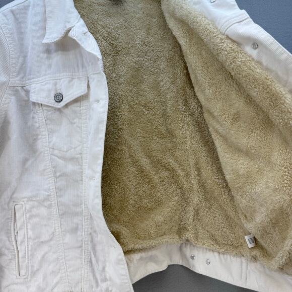Gap Women's Sherpa Fleece Lined White Corduroy Jacket XL White Jean Jacket - Picture 4 of 12